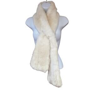 EUC Restoration Hardware white faux fur pull through scarf bolero